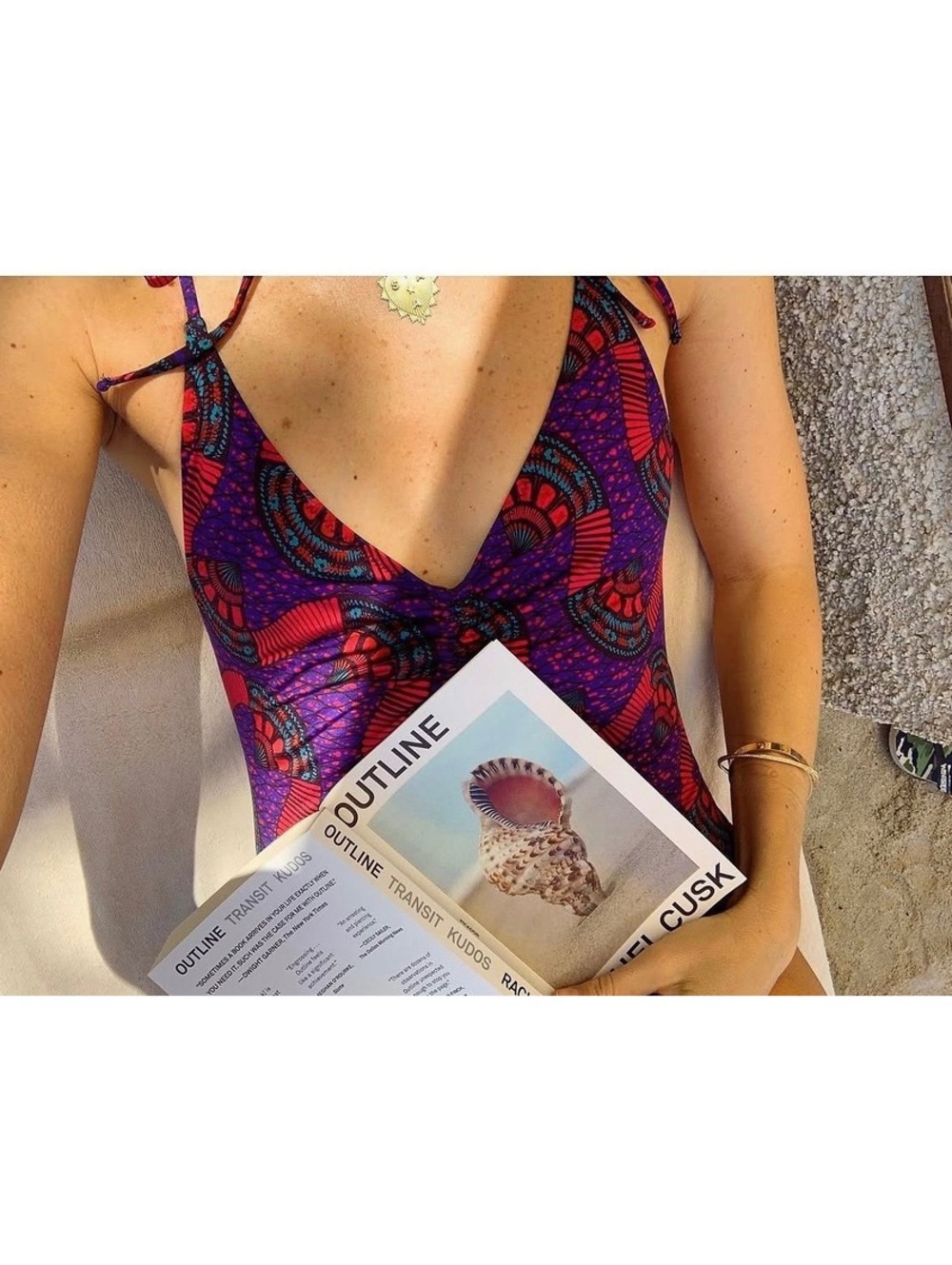 Ulla Johnson Purple and Red Patterned One-Piece Swimsuit